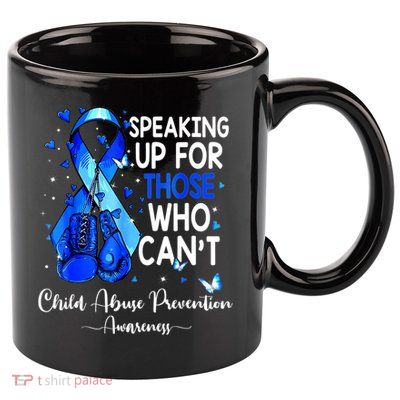 Boxing Gloves Blue Ribbon Child Abuse Prevention Awareness 11oz C Handle Ceramic Mug