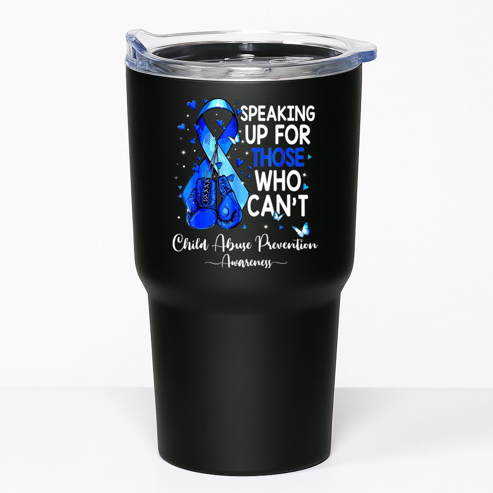 Boxing Gloves Blue Ribbon Child Abuse Prevention Awareness Tumbler