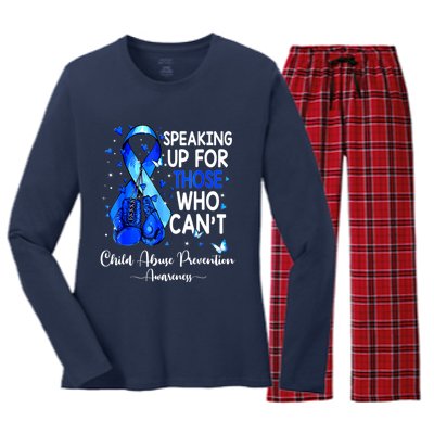 Boxing Gloves Blue Ribbon Child Abuse Prevention Awareness Women's Long Sleeve Flannel Pajama Set 