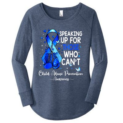 Boxing Gloves Blue Ribbon Child Abuse Prevention Awareness Women's Perfect Tri Tunic Long Sleeve Shirt