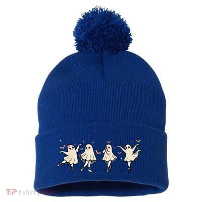 Ballet Ghost Ballet Dancer Spooky Dance Teacher Halloween Cool Gift Pom Pom 12in Knit Beanie