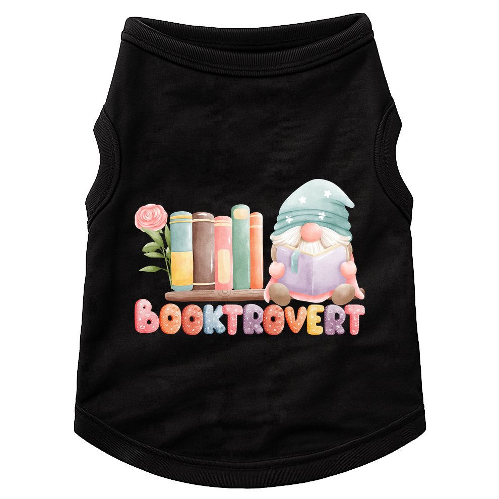 Booktrovert Gnome Book Lovers Gnome Reading A Book Cute Doggie Tank