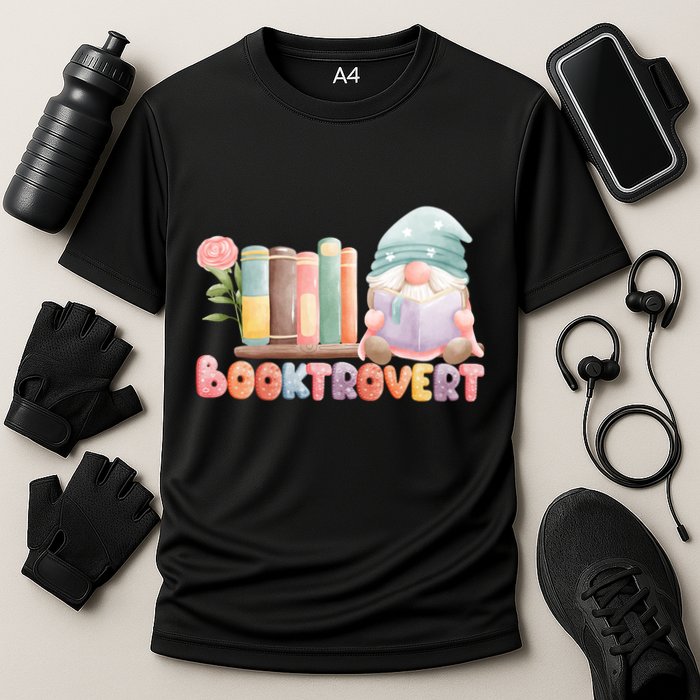 Booktrovert Gnome Book Lovers Gnome Reading A Book Cute Cooling Performance Crew T-Shirt