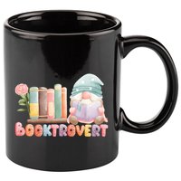 Booktrovert Gnome Book Lovers Gnome Reading A Book Cute 11oz C Handle Ceramic Mug
