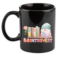 Booktrovert Gnome Book Lovers Gnome Reading A Book Cute 11oz C Handle Ceramic Mug
