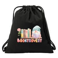 Booktrovert Gnome Book Lovers Gnome Reading A Book Cute Drawstring Bag