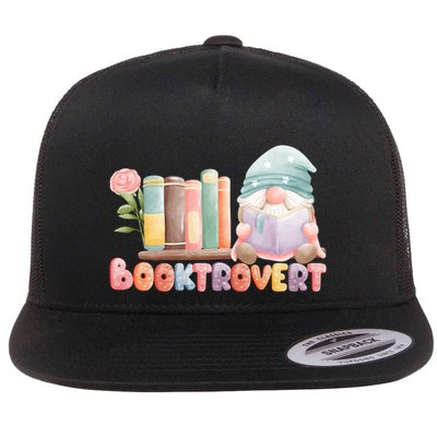 Booktrovert Gnome Book Lovers Gnome Reading A Book Cute Flatbill Hat
