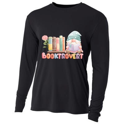 Booktrovert Gnome Book Lovers Gnome Reading A Book Cute Cooling Performance Long Sleeve Crew