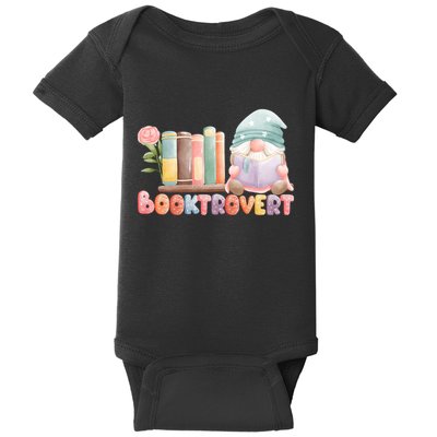 Booktrovert Gnome Book Lovers Gnome Reading A Book Cute Baby Bodysuit