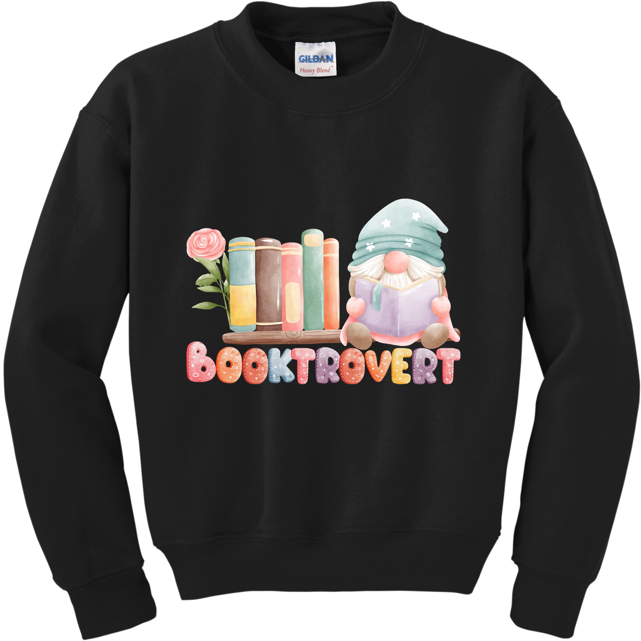 Booktrovert Gnome Book Lovers Gnome Reading A Book Cute Kids Sweatshirt