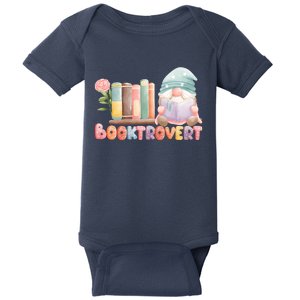 Booktrovert Gnome Book Lovers Gnome Reading A Book Cute Baby Bodysuit