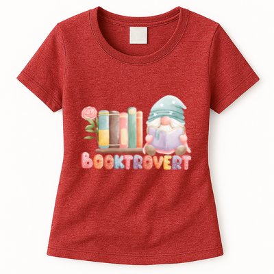 Booktrovert Gnome Book Lovers Gnome Reading A Book Cute Womens T-Shirt