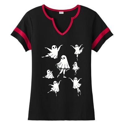 Ballet Ghost Ballet Dancer Spooky Dance Teacher Halloween Ladies Halftime Notch Neck Tee