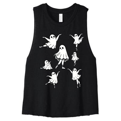 Ballet Ghost Ballet Dancer Spooky Dance Teacher Halloween Women's Racerback Cropped Tank