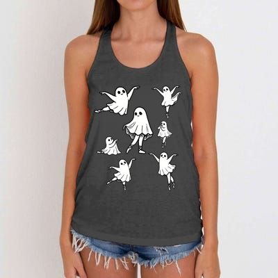 Ballet Ghost Ballet Dancer Spooky Dance Teacher Halloween Women's Knotted Racerback Tank