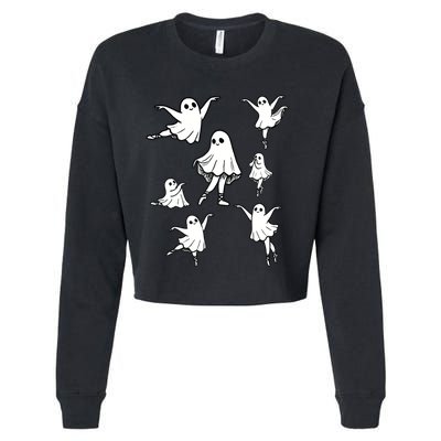 Ballet Ghost Ballet Dancer Spooky Dance Teacher Halloween Cropped Pullover Crew