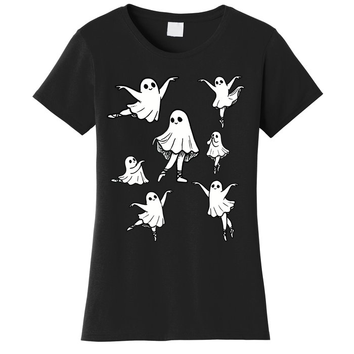 Ballet Ghost Ballet Dancer Spooky Dance Teacher Halloween Women's T-Shirt