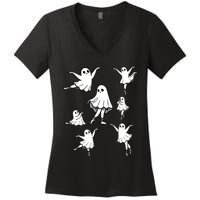 Ballet Ghost Ballet Dancer Spooky Dance Teacher Halloween Women's V-Neck T-Shirt