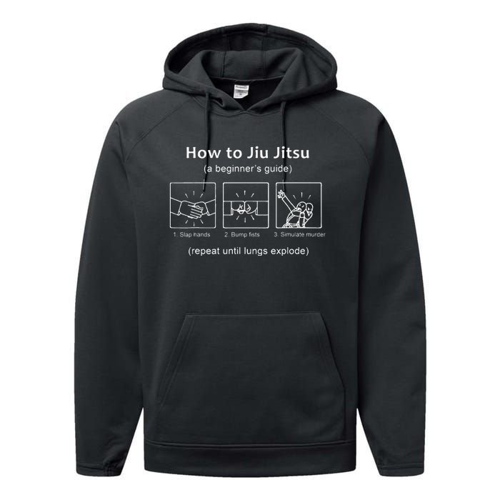 BJJ Gifts Beginner Jiu Jitsu Guide Funny Brazilian Jiu Jitsu Performance Fleece Hoodie