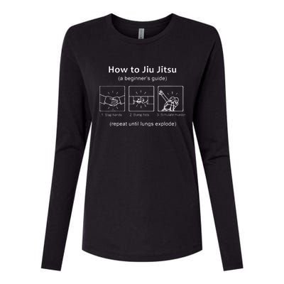 BJJ Gifts Beginner Jiu Jitsu Guide Funny Brazilian Jiu Jitsu Womens Cotton Relaxed Long Sleeve T-Shirt