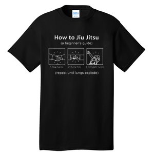 BJJ Gifts Beginner Jiu Jitsu Guide Funny Brazilian Jiu Jitsu Tall T-Shirt