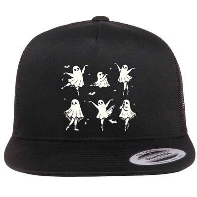 Ballet Ghost Ballet Dancer Spooky Dance Halloween Flatbill Hat