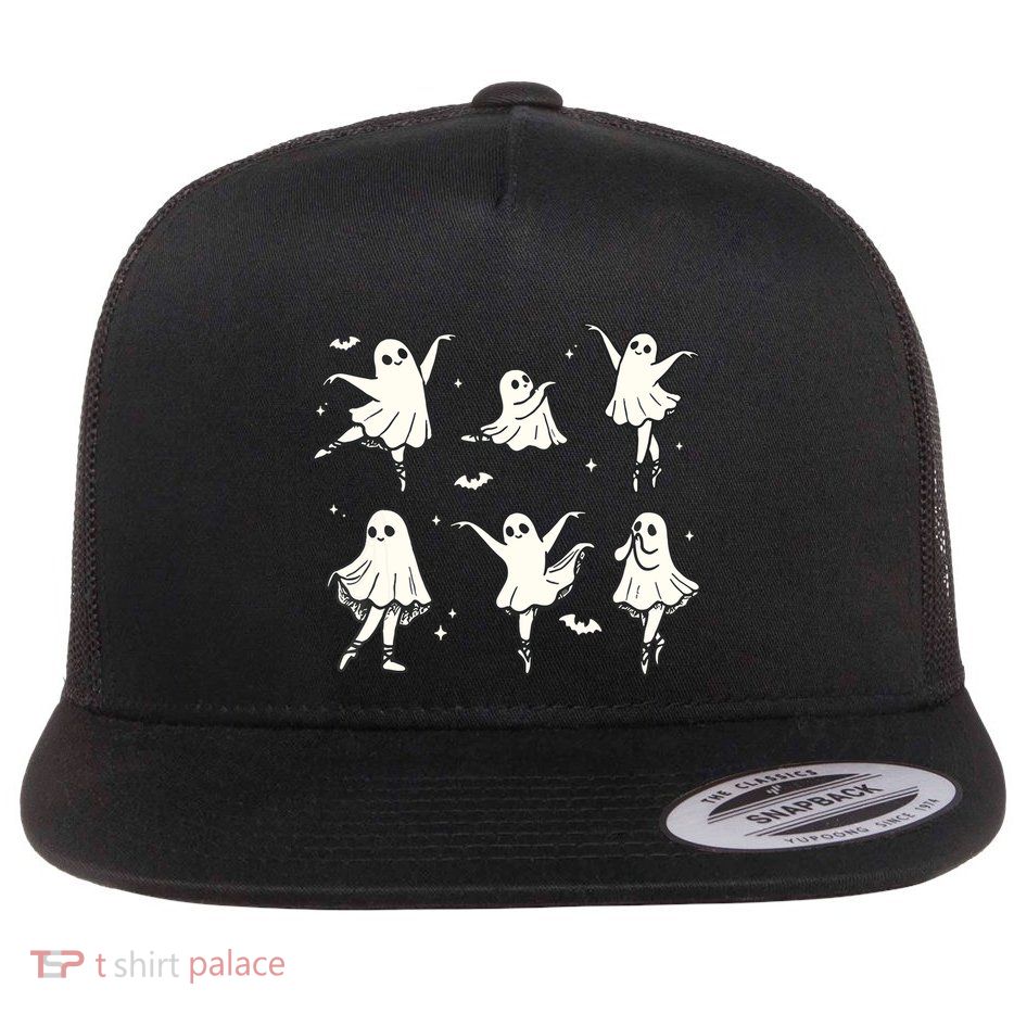 Ballet Ghost Ballet Dancer Spooky Dance Halloween Flatbill Hat