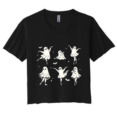 Ballet Ghost Ballet Dancer Spooky Dance Halloween Crop Top