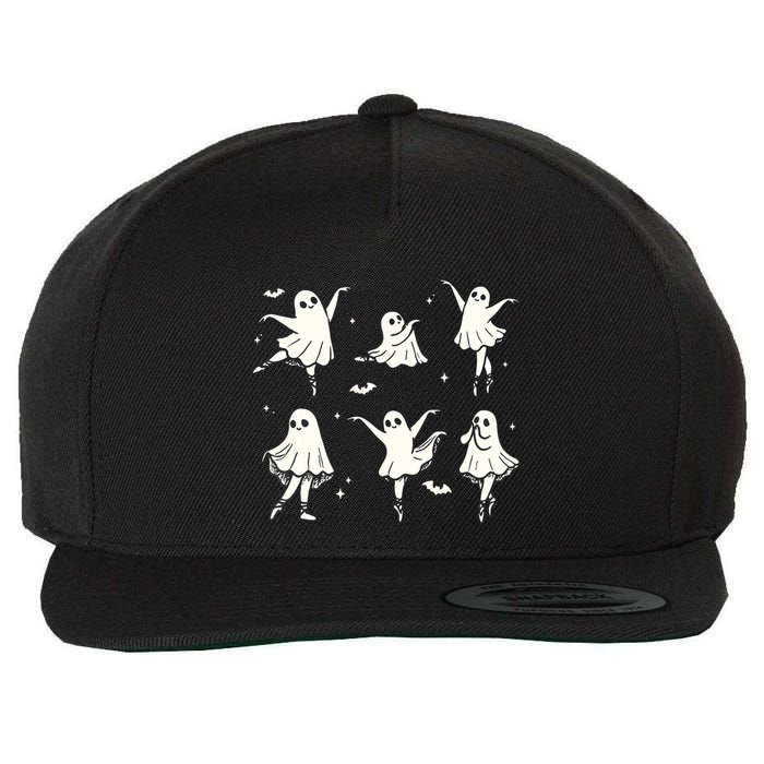 Ballet Ghost Ballet Dancer Spooky Dance Halloween Wool Snapback Cap