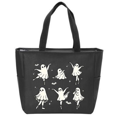Ballet Ghost Ballet Dancer Spooky Dance Halloween Zip Tote Bag