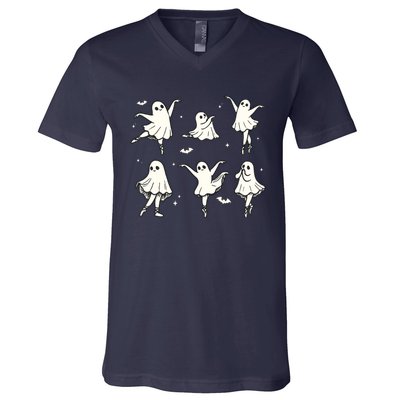 Ballet Ghost Ballet Dancer Spooky Dance Halloween V-Neck T-Shirt