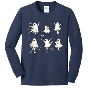 Ballet Ghost Ballet Dancer Spooky Dance Halloween Kids Long Sleeve Shirt