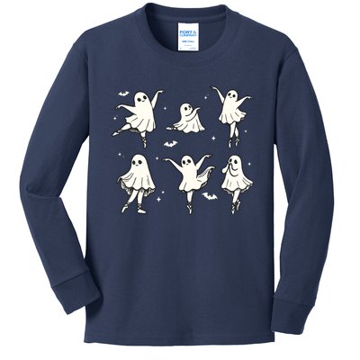 Ballet Ghost Ballet Dancer Spooky Dance Halloween Kids Long Sleeve Shirt