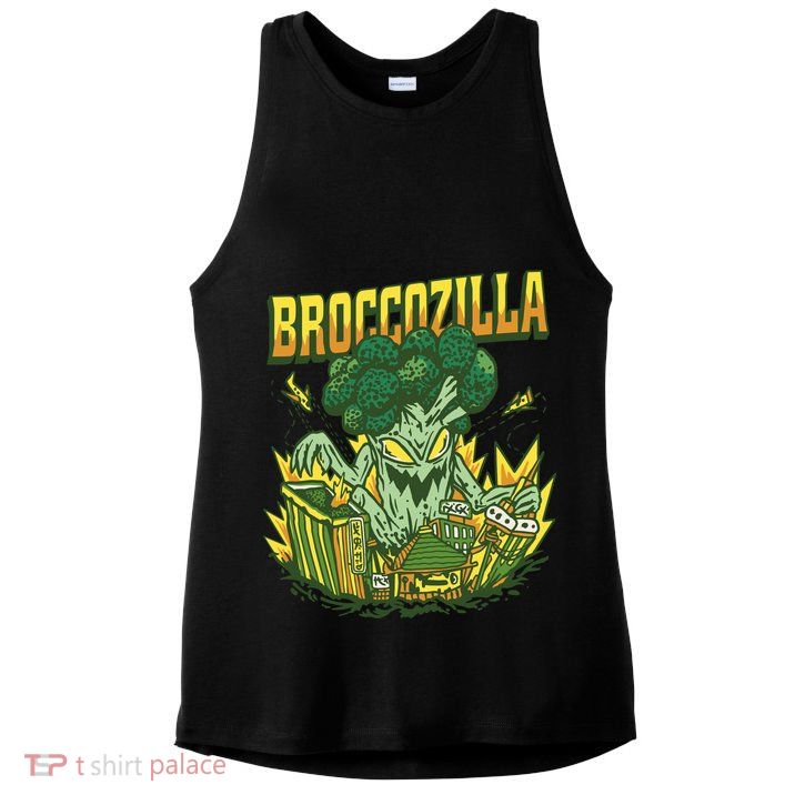 Broccozilla Giant Broccoli Attacking City Ladies PosiCharge Tri-Blend Wicking Tank