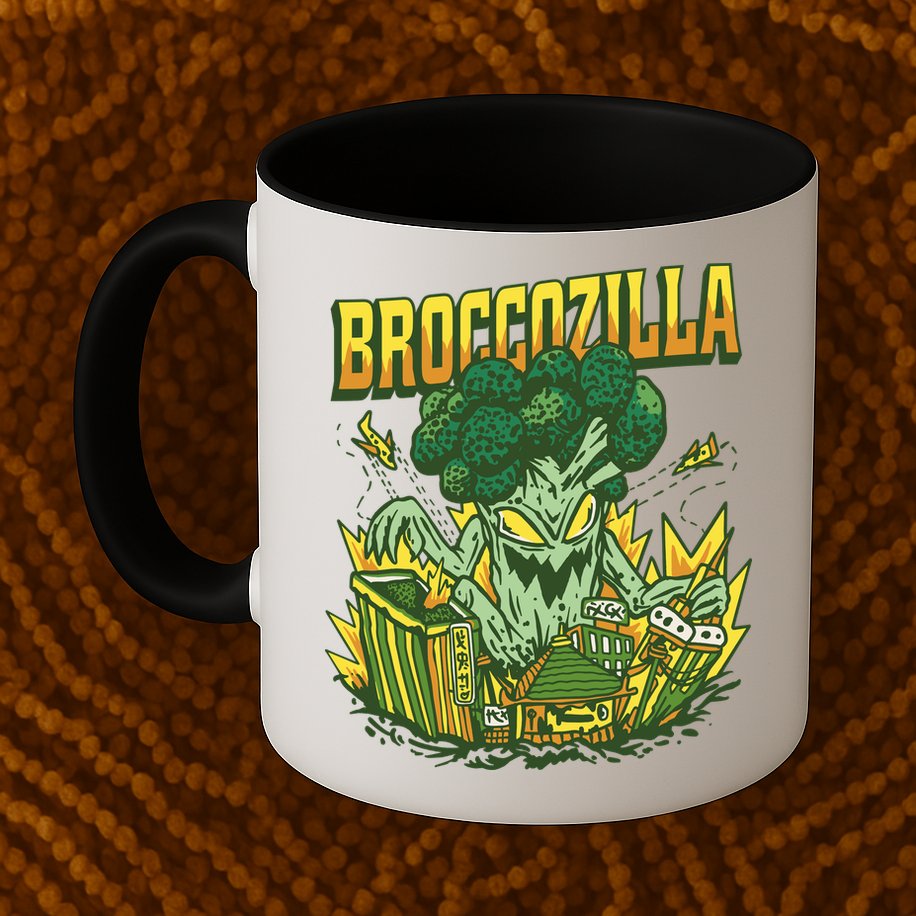 Broccozilla Giant Broccoli Attacking City Mug