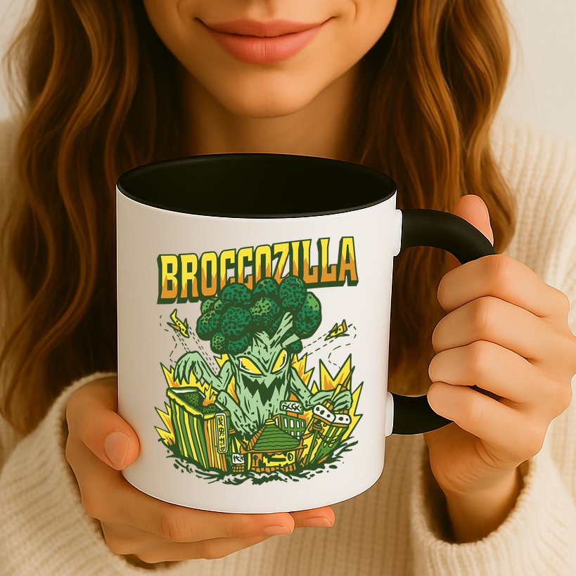 Broccozilla Giant Broccoli Attacking City Mug