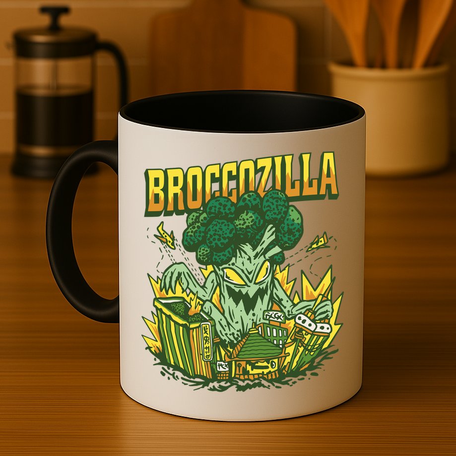 Broccozilla Giant Broccoli Attacking City Mug