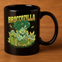 Broccozilla Giant Broccoli Attacking City 11oz C Handle Ceramic Mug