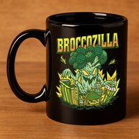 Broccozilla Giant Broccoli Attacking City 11oz C Handle Ceramic Mug