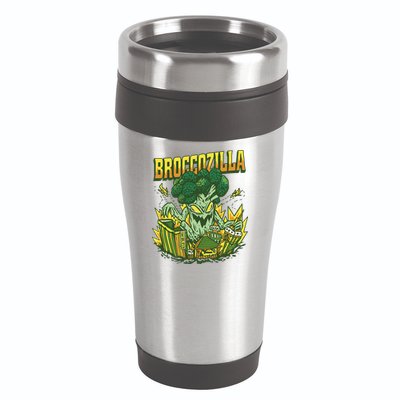 Broccozilla Giant Broccoli Attacking City 16oz Travel Tumbler