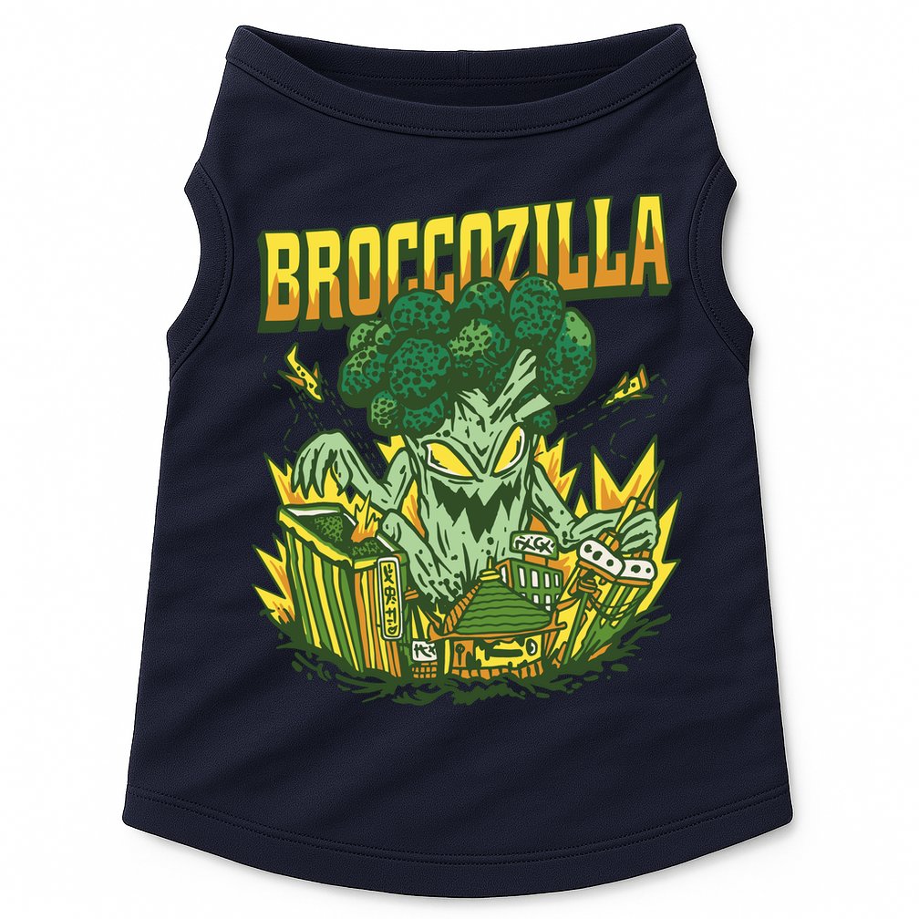 Broccozilla Giant Broccoli Attacking City Doggie Tank
