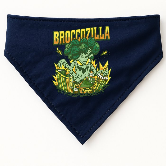 Broccozilla Giant Broccoli Attacking City USA-Made Doggie Bandana