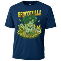 Broccozilla Giant Broccoli Attacking City Cooling Performance Crew T-Shirt