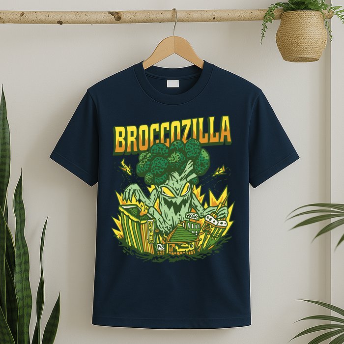 Broccozilla Giant Broccoli Attacking City T-Shirt