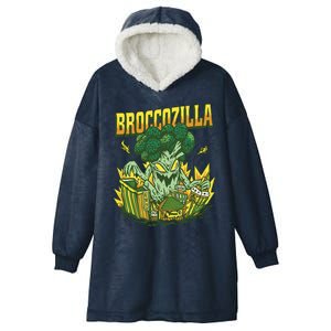 Broccozilla Giant Broccoli Attacking City Hooded Wearable Blanket