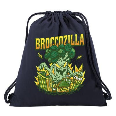 Broccozilla Giant Broccoli Attacking City Drawstring Bag