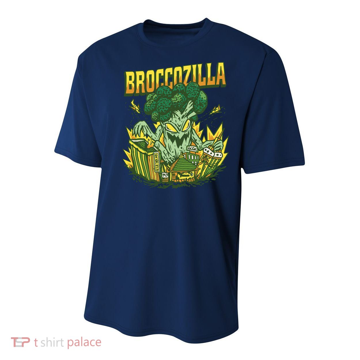 Broccozilla Giant Broccoli Attacking City Youth Performance Sprint T-Shirt