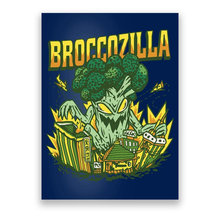 Broccozilla Giant Broccoli Attacking City Poster