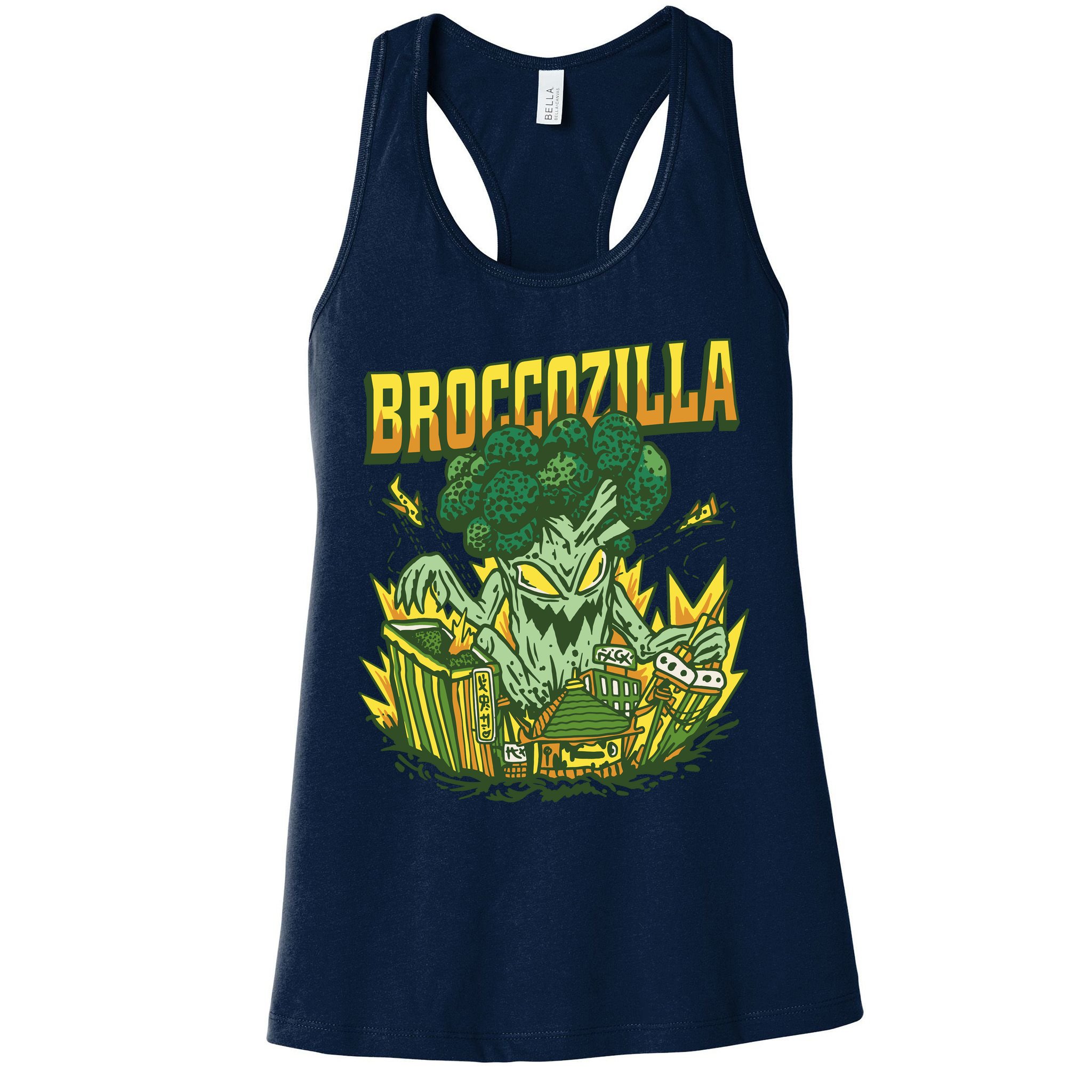 Broccozilla Giant Broccoli Attacking City Womens Tank Top