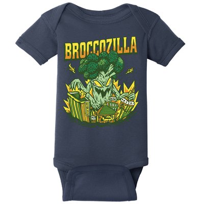 Broccozilla Giant Broccoli Attacking City Baby Bodysuit